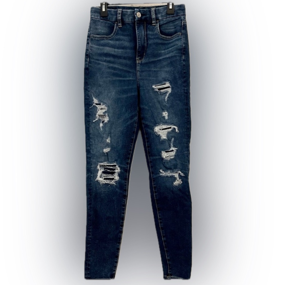 AEO American Eagle The Dream Jean Ripped Curvy Super Hi-rise Jeggings size 2